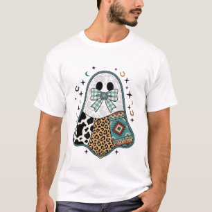 Halloween Western Cowboy Spook Geruite Boog Paard T-shirt