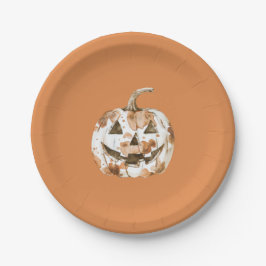 Halloween Western Cowgirl Cowboy Oranje Pompoen Papieren Bordje