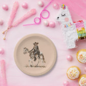 Halloween Western Cowgirl Skeleton Horse Papieren Bordje (Feest)