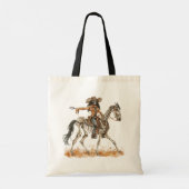 Halloween Western Cowgirl Skeleton Horse Tote Bag (Achterkant)