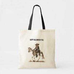 Halloween Westerse Cowgirl Skelet Paard Tote Bag