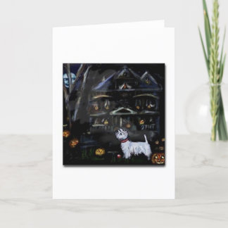 Halloween Westie Haunted huis Kaart