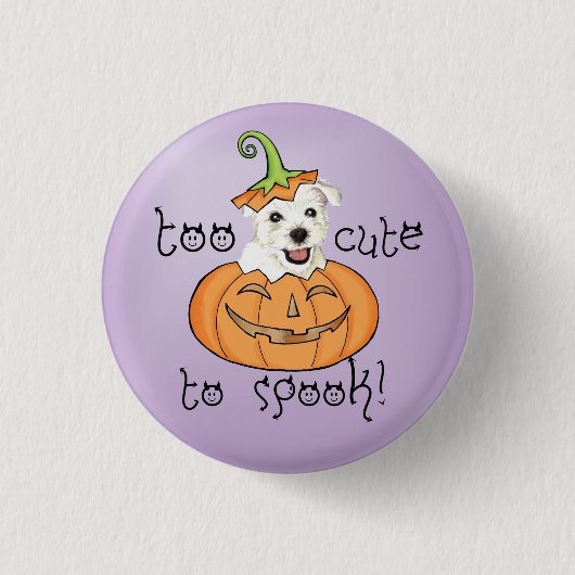 Halloween Westie Ronde Button 3,2 Cm (Voorkant)
