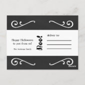 Halloween Whimsical Black & White Skull Foto Briefkaart (Achterkant)