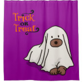 Halloween Whimsical Cute Ghost Dog Purple Douchegordijn (Voorkant)