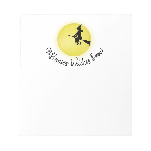 Halloween Whimsical Flying Witch Full Moon Cute Notitieblok (Voorkant)