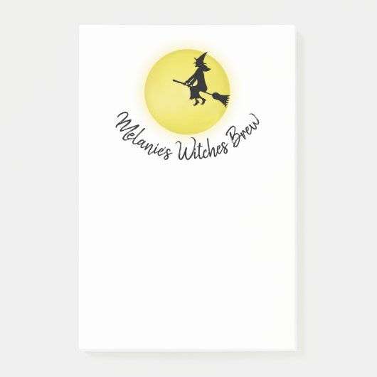 Halloween Whimsical Flying Witch Full Moon Post-it® Notes (Voorkant)
