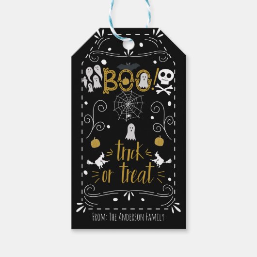 Halloween Whimsical Hand Drawn Costume Party Cadeaulabel (Voorkant)