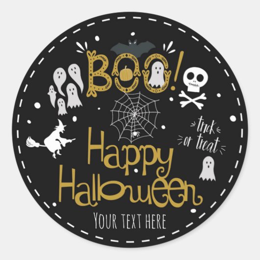 Halloween Whimsical Hand Drawn Costume Party Ronde Sticker (Voorkant)