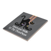 Halloween Whimsical Simple Witch Shoes Black Cat Tegeltje (Zijkant)