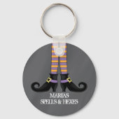 Halloween Whimsical Witch Shoes Funny Sleutelhanger (Voorkant)
