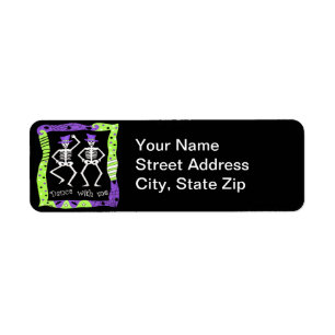 Halloween Whimsy Danskeletons Black Paars Etiket