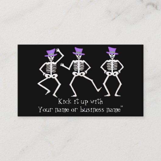 Halloween Whimsy Danskeletons Paars Top Hat Visitekaartje (Voorkant)