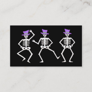 Halloween Whimsy Danskeletons Paars Top Hat Visitekaartje