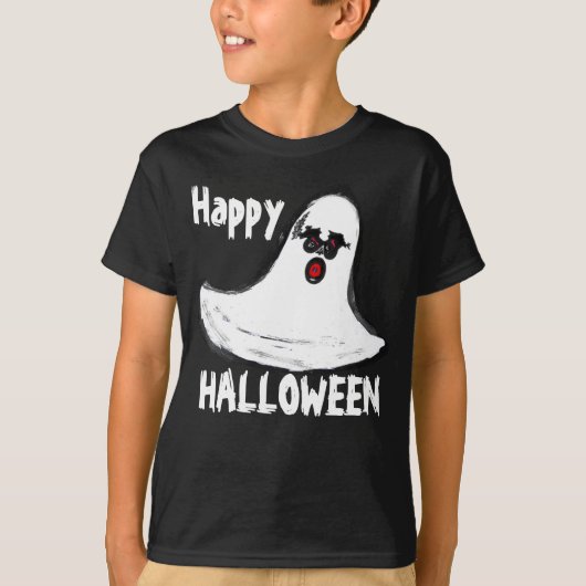 Halloween White Black Ghost T-shirt (Voorkant)