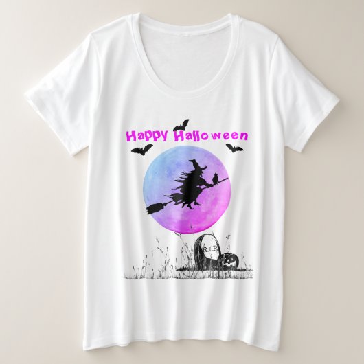 Halloween White Bovenkant Grote Maat T-shirt (Design voorkant)