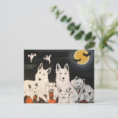 Halloween White Dog German Shepherd Dog Family Briefkaart (Staand voorkant)