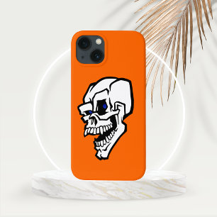 Halloween White Evil Skull met blauwe ogen Case-Mate iPhone Case