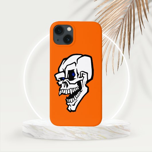 Halloween White Evil Skull met blauwe ogen Case-Mate iPhone Case