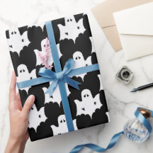 Halloween White Ghost Silhouette Pattern - Zwart