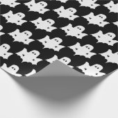 Halloween White Ghost Silhouette Pattern - Zwart Cadeaupapier (Hoek)