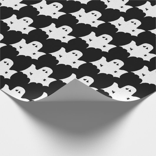 Halloween White Ghost Silhouette Pattern - Zwart Cadeaupapier (Hoek)