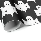 Halloween White Ghost Silhouette Pattern - Zwart Cadeaupapier (Rol Hoek)