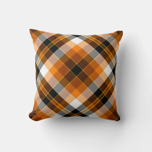 Halloween White, Orange, Yellow & Black Plaid Kussen