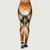 Halloween White, Orange, Yellow & Black Plaid Leggings (Achterkant)