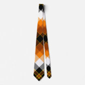 Halloween White, Orange, Yellow & Black Plaid Stropdas (Voorkant)