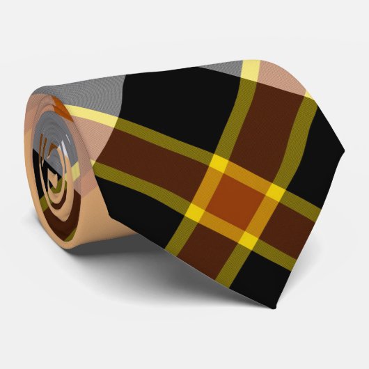 Halloween White, Orange, Yellow & Black Plaid Stropdas (Opgerold)