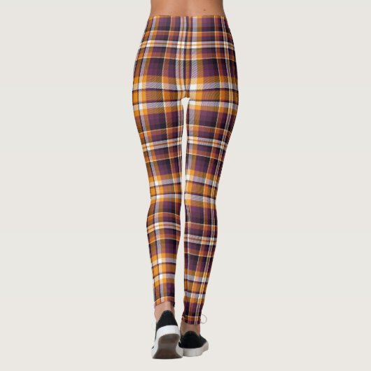 Halloween White, Oranje & Paars Pset Pattern Leggings (Achterkant)