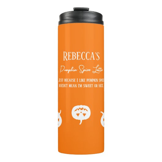 Halloween White Pumpkin Spice Sweet of Nice Thermosbeker (Voorkant)