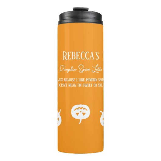 Halloween White Pumpkin Spice Sweet of Nice Thermosbeker (Voorkant)