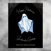 Halloween White Sheet Ghost & Cobwebs Gothic Zwart Feestdagenkaart