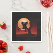Halloween White Standard Luncheon Napkin/Cat Servet (Insitu)