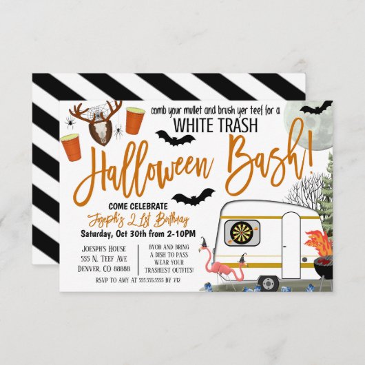 Halloween White Trash Bash Uitnodiging (Voorkant / Achterkant)