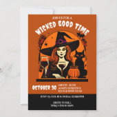 Halloween wicked goede tijd heks en wijn volwassen kaart (Voorkant)