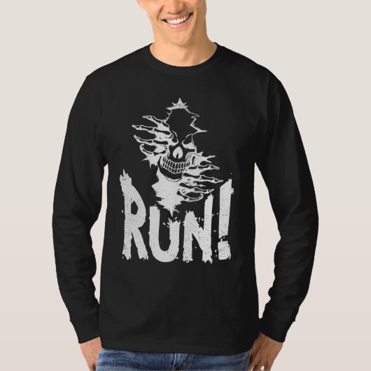 Halloween Wicked Skeleton Skull & Evil Grin Run! T T-shirt (Voorkant)