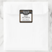 Halloween Wicked Treats Sinaasappel & Zwart Gestre Vierkante Sticker (Tas)