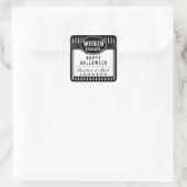 Halloween Wicked Treats Zwart & Wit Gestreept Vierkante Sticker (Tas)