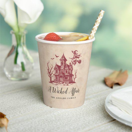 Halloween Wicked Witch Haunted House Papieren Bekers (Insitu)