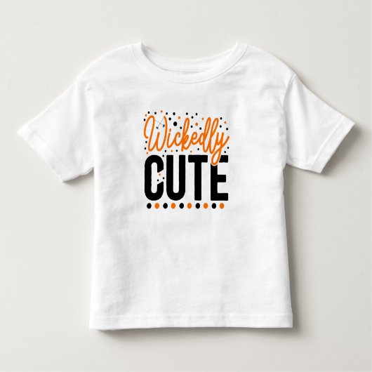 Halloween Wickely Cute Oranje Black Kinder Shirts (Voorkant)