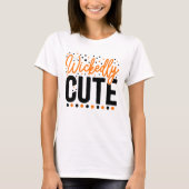 Halloween Wickely Cute Oranje Black T-shirt (Voorkant)