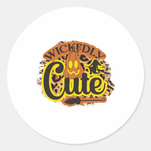Halloween Wickently Cute Ronde Sticker (Voorkant)