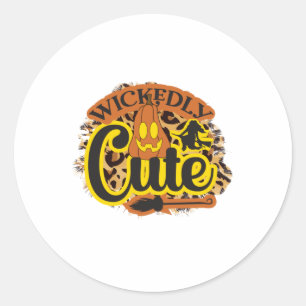 Halloween Wickently Cute Ronde Sticker
