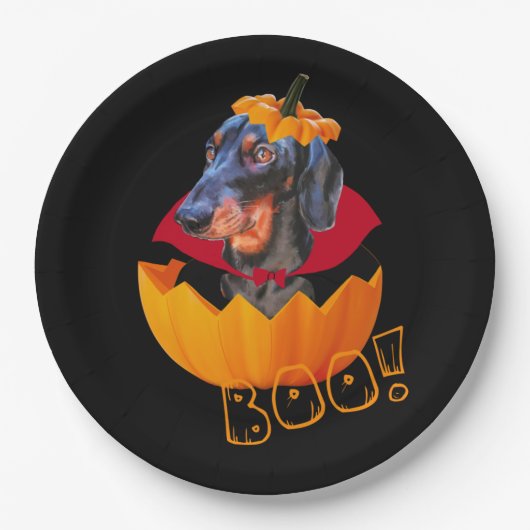 Halloween wiener worstenhond papieren bordje (Voorkant)