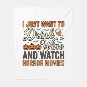 Halloween Wijn Horror Films Vintage Shirt Ontwerp_ Fleece Deken