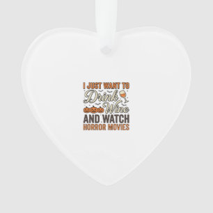 Halloween Wijn Horror Films Vintage Shirt Ontwerp_ Ornament