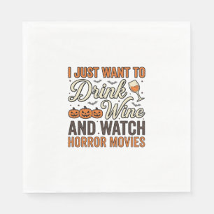 Halloween Wijn Horror Films Vintage Shirt Ontwerp_ Servet